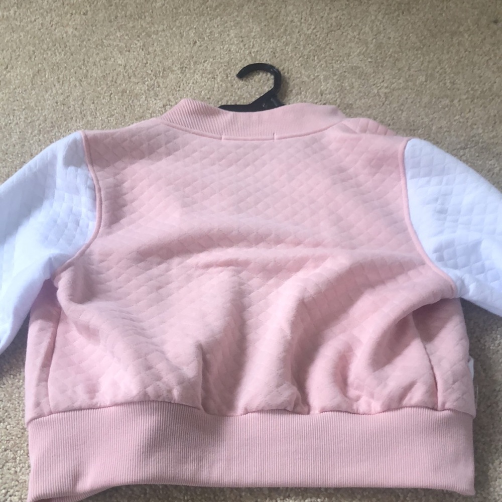 NWOT letterman style jacket, pink & white - Picture 4 of 4